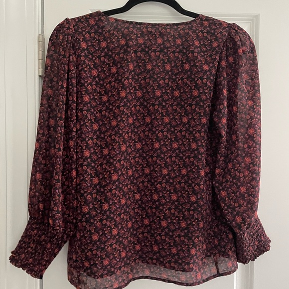 Madewell (Re)sourced Georgette Smocked-Cuff Button-Top in Orchard Floral size 2 - Picture 4 of 6
